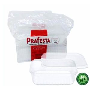 POTE RETANGULAR C/ TAMPA 1000ML PRAFESTA C/24